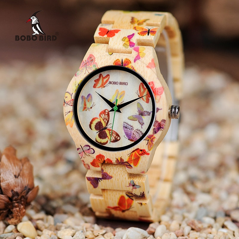 BOBO BIRD. Reloj de mujer de madera de bambú. Modelo W-O20