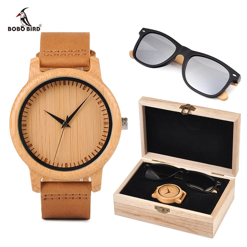 BOBO BORD. Juego regalo unisex. Gafas de sol y reloj de madera de bambú.