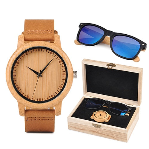 BOBO BORD. Juego regalo unisex. Gafas de sol y reloj de madera de bambú.