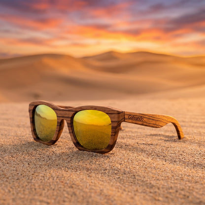 Gafeando "Sahara" · Gafas de sol de madera de cebra polarizadas UV400
