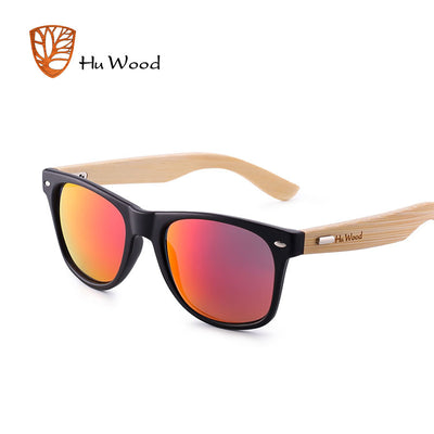 HU WOOD. Gafas de sol de madera de Bamboo para hombre-mujer. Modelo cuadrado GR8004-1